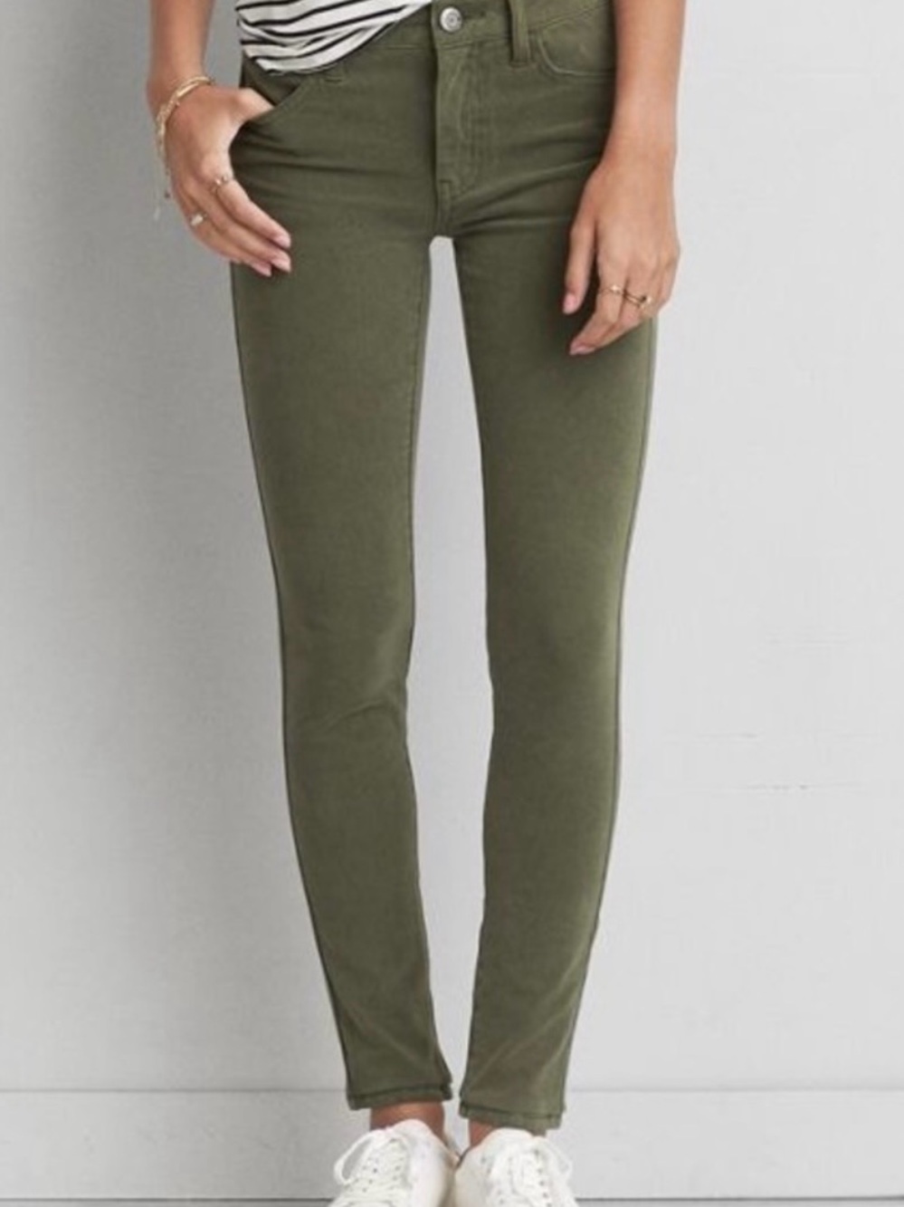 American Eagle Olive Utility Skinny Jeans